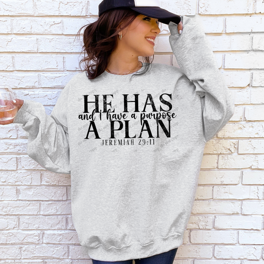 He Has A Plan And I Have A Purpose Fleece Core Pullover Crewneck