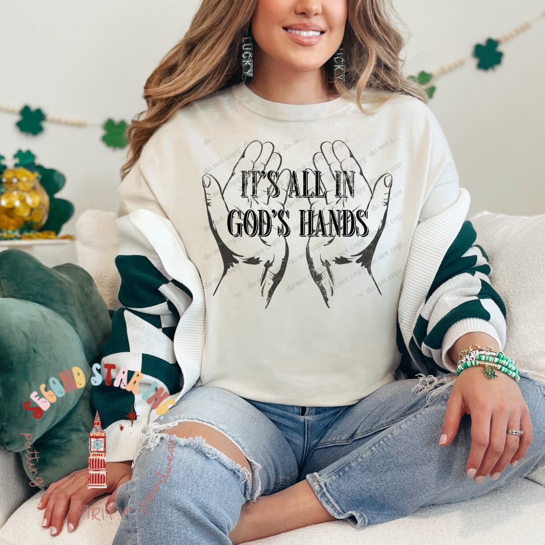 It's All In God's Hands Comfort Colors Crewneck Tee